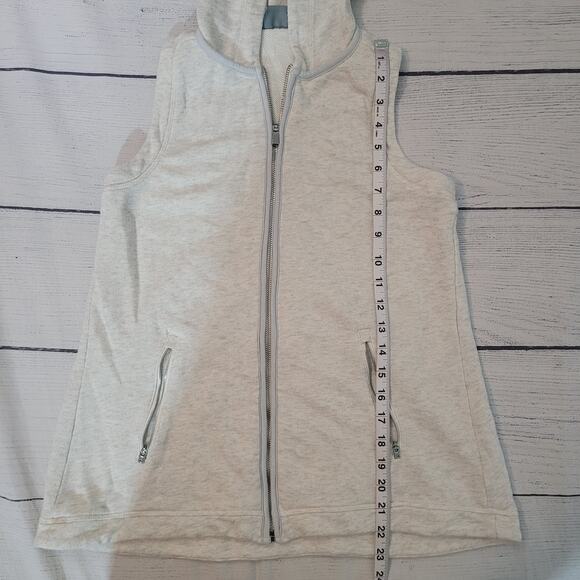 Athleta Size XXS Blissful Terry Vest Medium Oatmeal Heather Pleated Hooded Zip - Picture 4 of 9